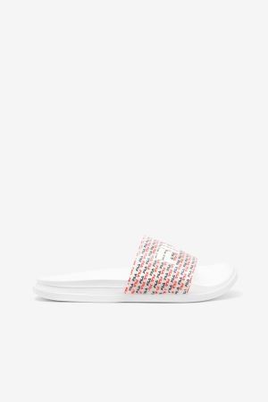 FILA Drifter Luxe Repeat Slides White / Navy / Red,Womens Shoes | CA.SQXYHL697